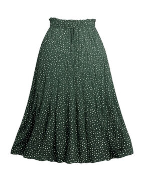 Women's EXLURA Green & White Polka Dot Pleated Midi Skirt L
228